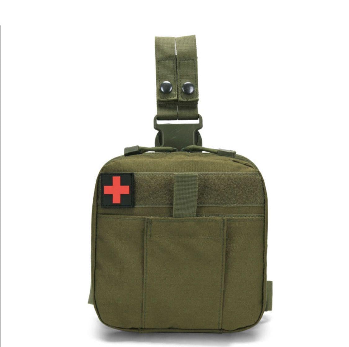 Подсумок под аптечку на бедро тактический медицинский с системой MOLLE и съемным ремнем на ногу водонепроницаемая аптечка Олива (83)