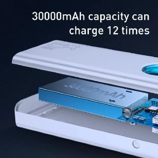 Повербанк 30000 mah 65W Baseus PowerBank із швидкою зарядкою Delivery/Quick Charge 3.0 White (PPLG-A01) - фото 11