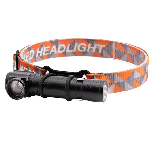 Фонарь налобный аккумуляторный W01-T6 USB с магнитом Черный