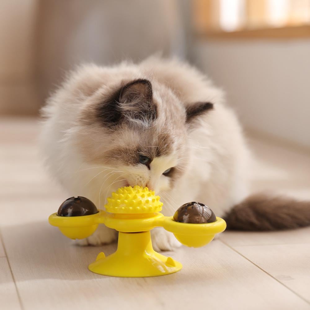 Іграшка для котів із щіткою для зубів Rotate Windmill Cat Toy Жовтий (893e6ce9)