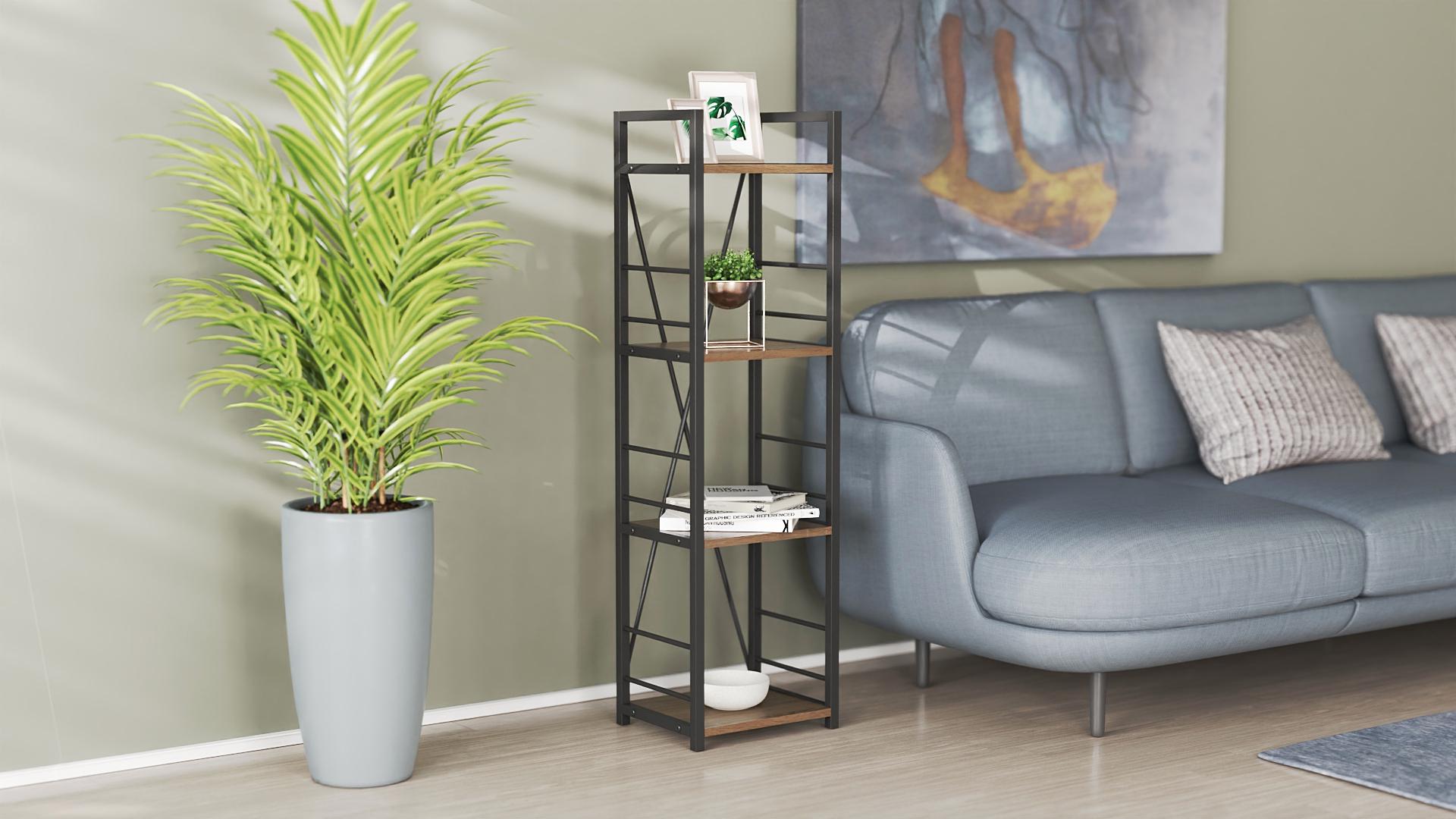 Этажерка Ferrum-decor Коннект 4/34 ДСП 16 мм 120x34x28 см Черный/Дуб Сонома Трюфель (FRD-104275)
