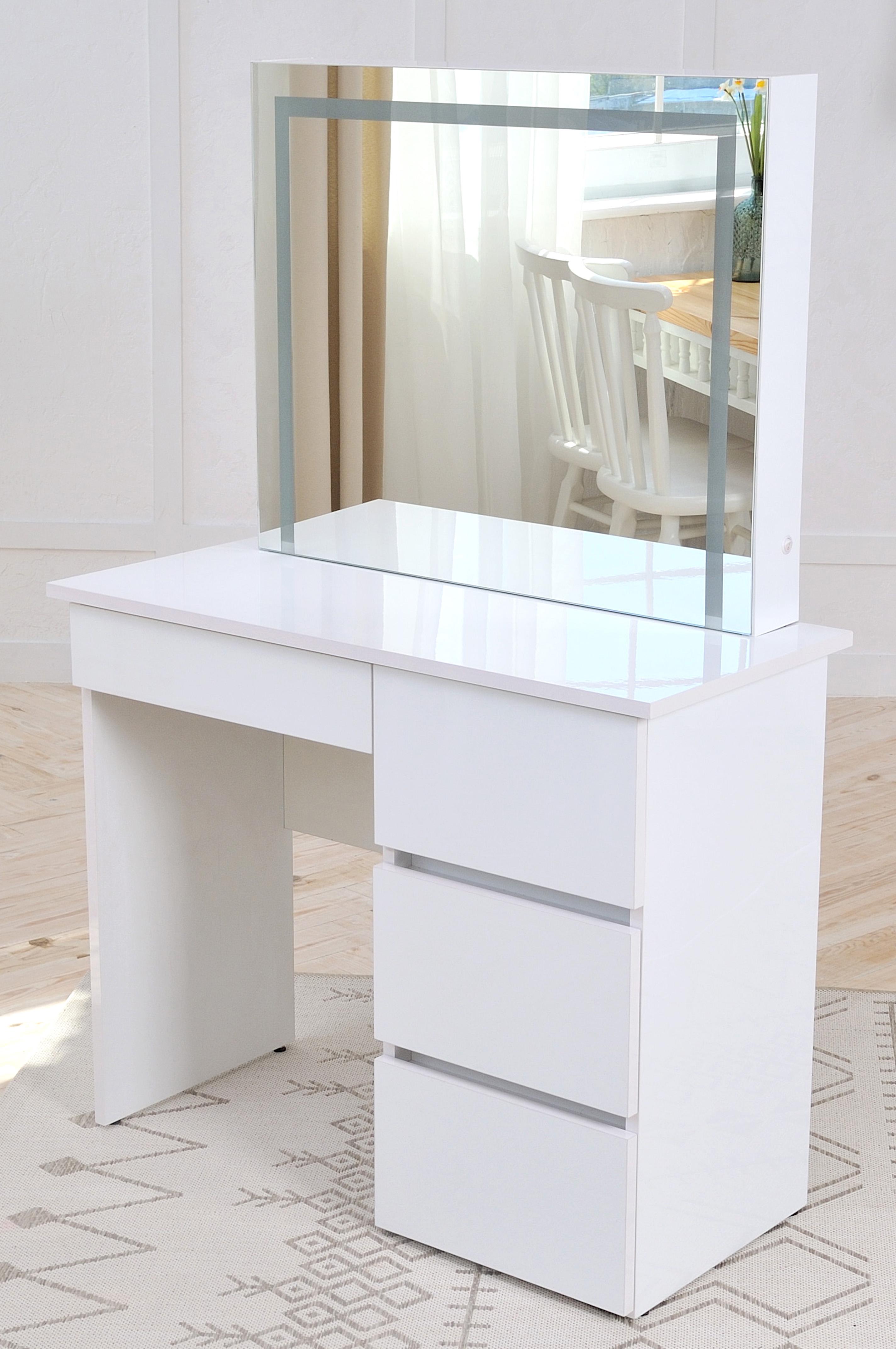 Столик туалетный макияжный VA-Led Белый глянец