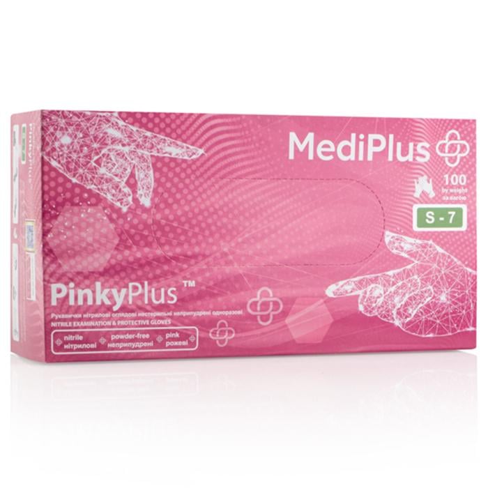 Перчатки нитриловые MEDIPLUSyPlus неопудренные S 100 шт. Pink