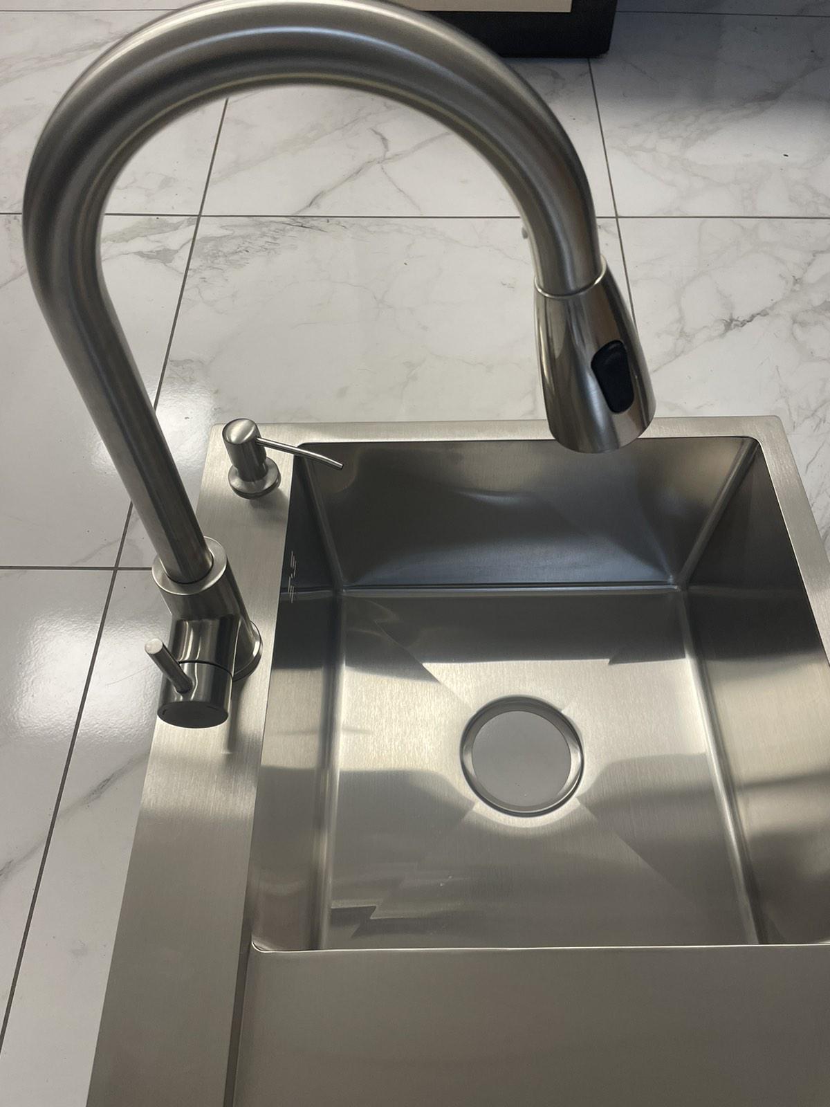 Мойка кухонная Lidz 7849BR правая Серый/смеситель-кран для кухни Aria 015FL Nickel - фото 5 Мойка кухонная Lidz 7849BR правая Серый/смеситель-кран для кухни Aria 015FL Nickel - фото 5