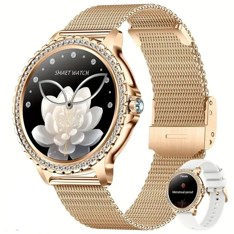 Смарт-годинник жіночий Smart Elegance з крокоміром та функціями для контролю здоров'я White/Gold