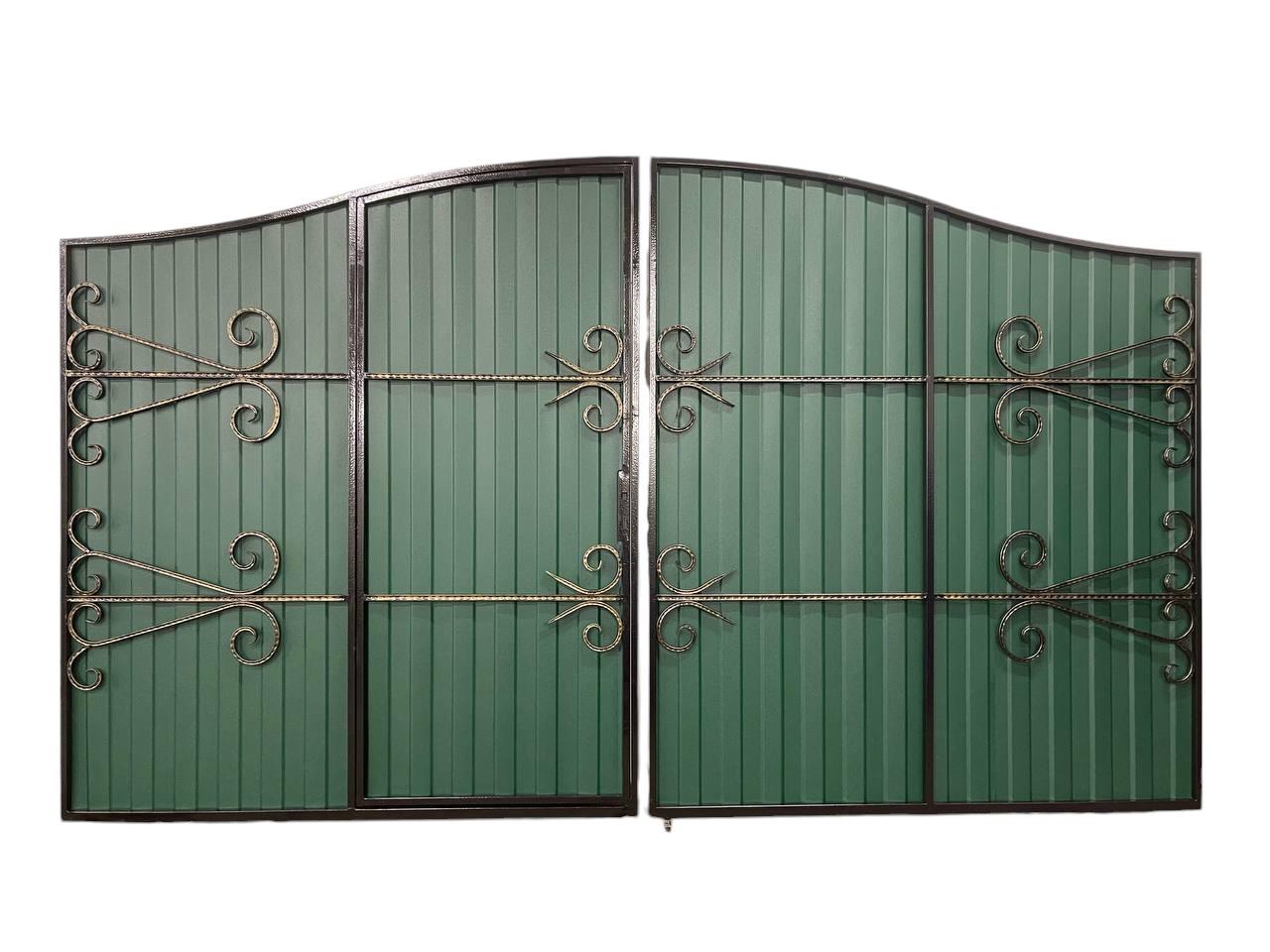 Ворота ковані з хвірткою та профнастилом 3400х2000 мм (А-01001)