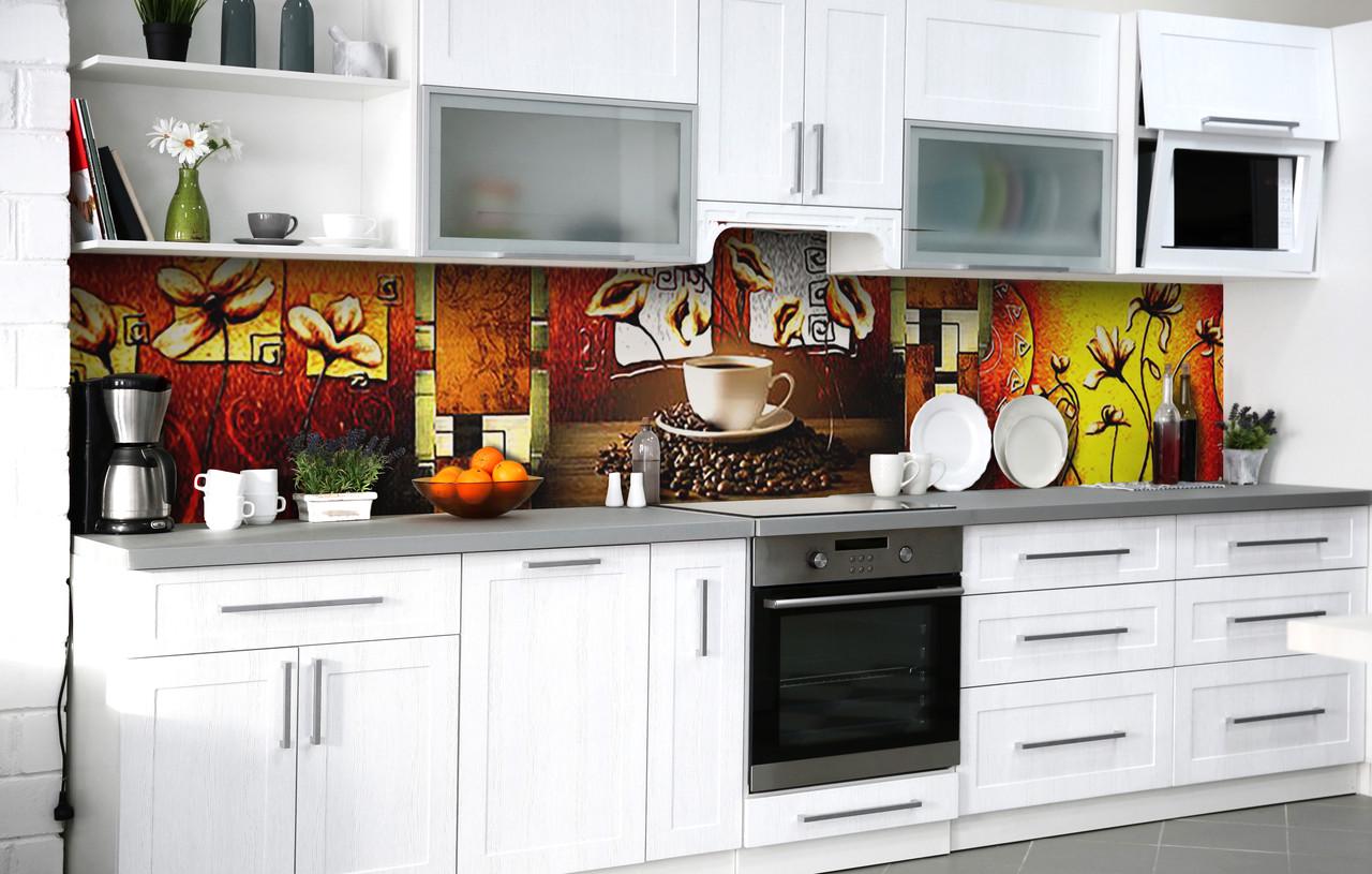 Кухонный фартук Эфиопский кофе виниловый самоклеющийся 65х250 см