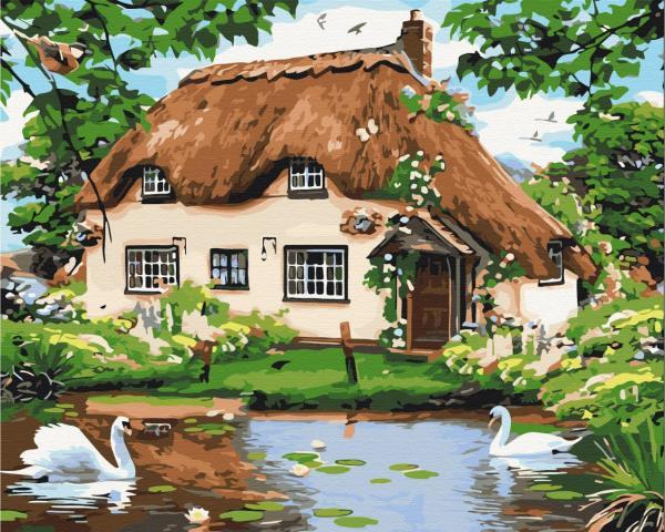 Картина по номерам Brushme Деревенская Сельский домик 40х50 см в термопакете (BS8291-mt)