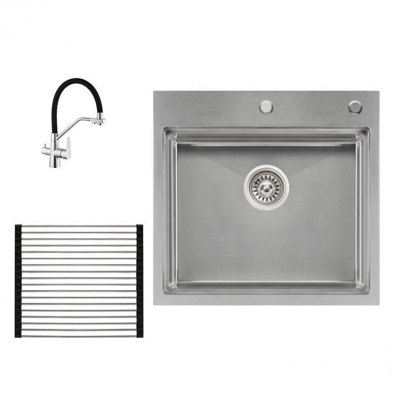 Мийка кухонна Qtap dh5050 інтегрована та гнучкий кран із підключенням до фільтру Мийка кухонна Qtap dh5050 інтегрована та гнучкий кран із підключенням до фільтру