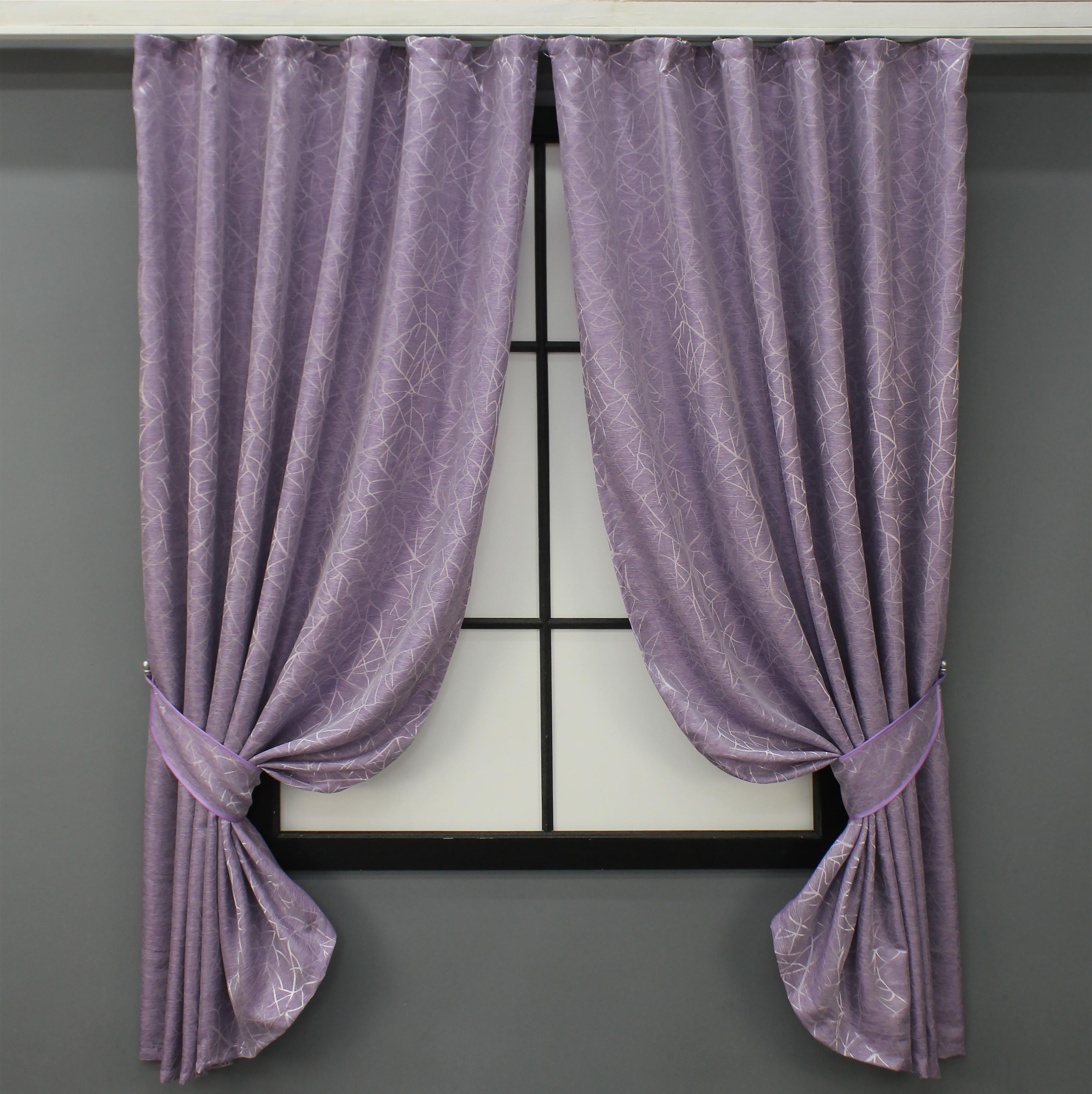 Комплект коротких штор VR-Textil № 611ш Саванна жаккард 130х170 см 2 шт. Сиреневый (35-0164)