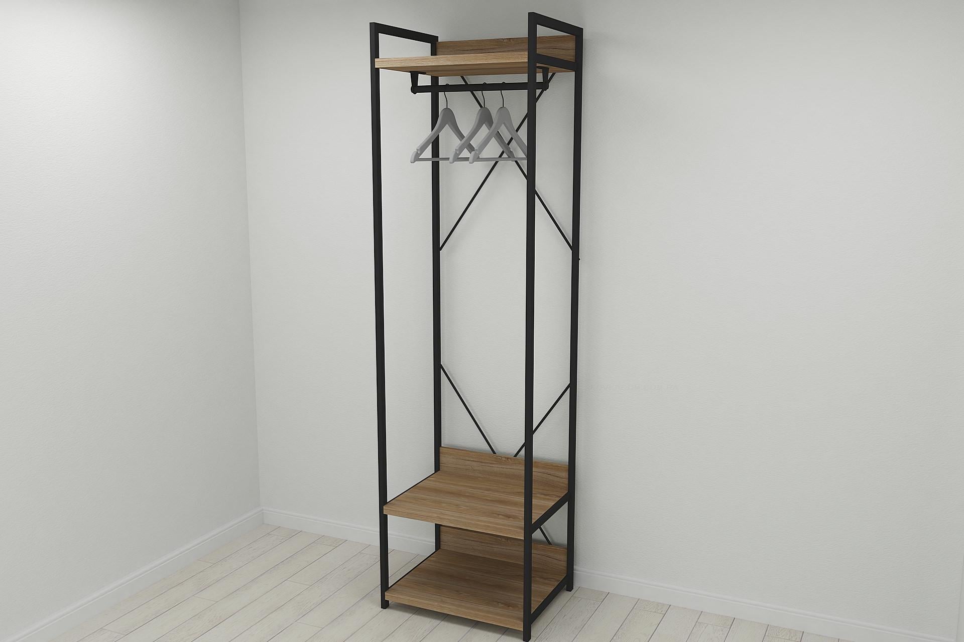Шкаф гардероб уни секция 1 серии Конект Ferrum-decor 220x60x50 см металл Черный/ДСП Дуб Таверна (SHG006)