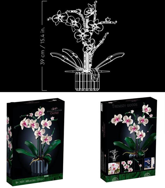 Конструктор квіти Орхідея в горщику Orchid 3D квітка на 608 деталей - фото 5 Конструктор квіти Орхідея в горщику Orchid 3D квітка на 608 деталей - фото 5