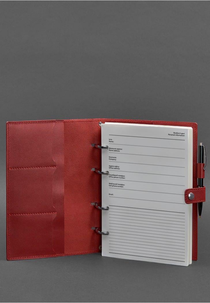 Блокнот шкіряний із датованим блоком Софт-бук 9.1 Червоний (A-027394) - фото 5
