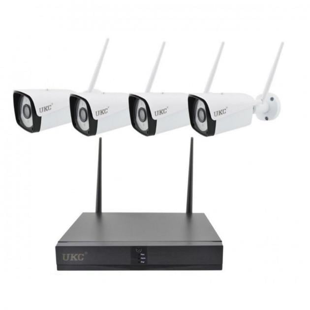 Комплект беспроводных камер видеонаблюдения UKC 8004/6673 4в1 White (2579260204)