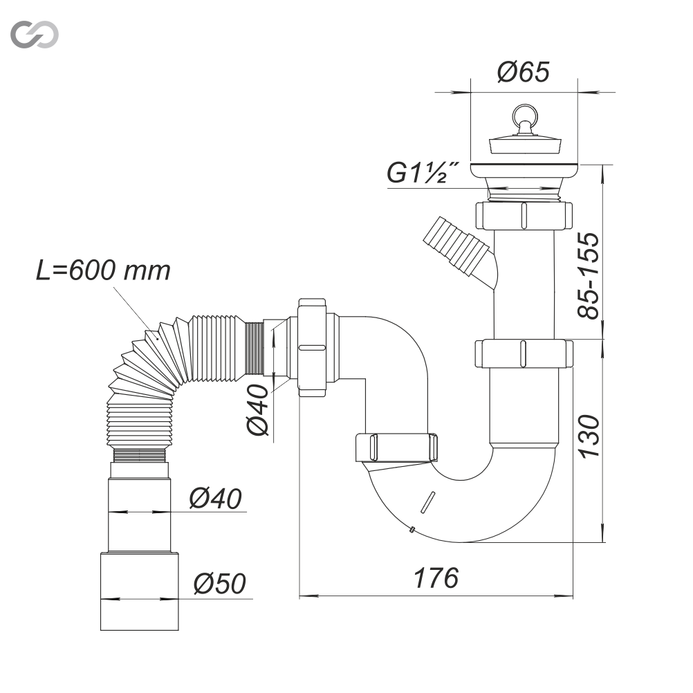 Сифон SoloPlast Нептун Н0110 для мойки и умывальника первичный полипропилен отвод 40/50 мм белый (2518043934) - фото 3 Сифон SoloPlast Нептун Н0110 для мойки и умывальника первичный полипропилен отвод 40/50 мм белый (2518043934) - фото 3
