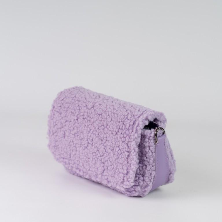 Сумка женская кросс-боди меховая XENIA № 36-23 искусственный мех и из эко-кожи Фиолетовый/Белый - фото 2