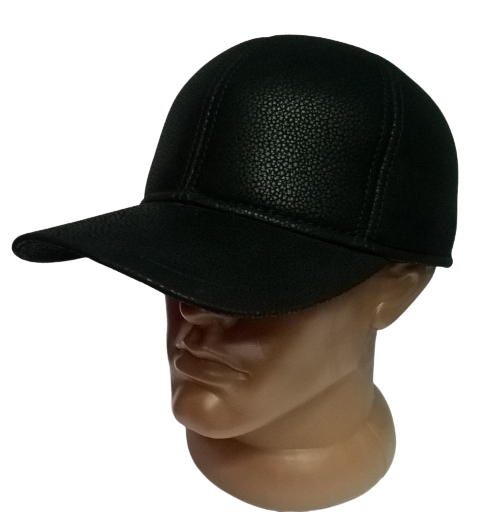 Бейсболка чоловіча Ellipse 218D шестиклинова з натуральної шкіри з відворотом на флісі р. 57 см Чорний