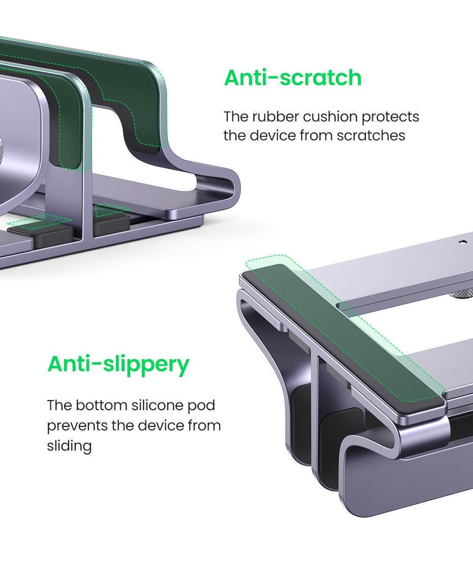 Підставка вертикальна для ноутбука UGREEN два слоти До 17.3" Сірий металік (60643) - фото 4