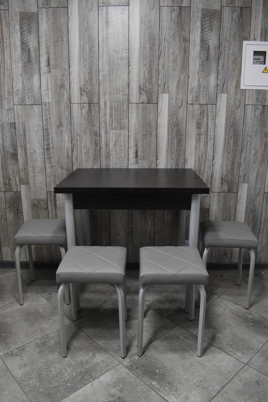 Кухонний комплект Оскар стіл розкладний/табурети 4 шт. Tutti Lux 60х80/80х120х75 см Чорний/Сірий (28374969)