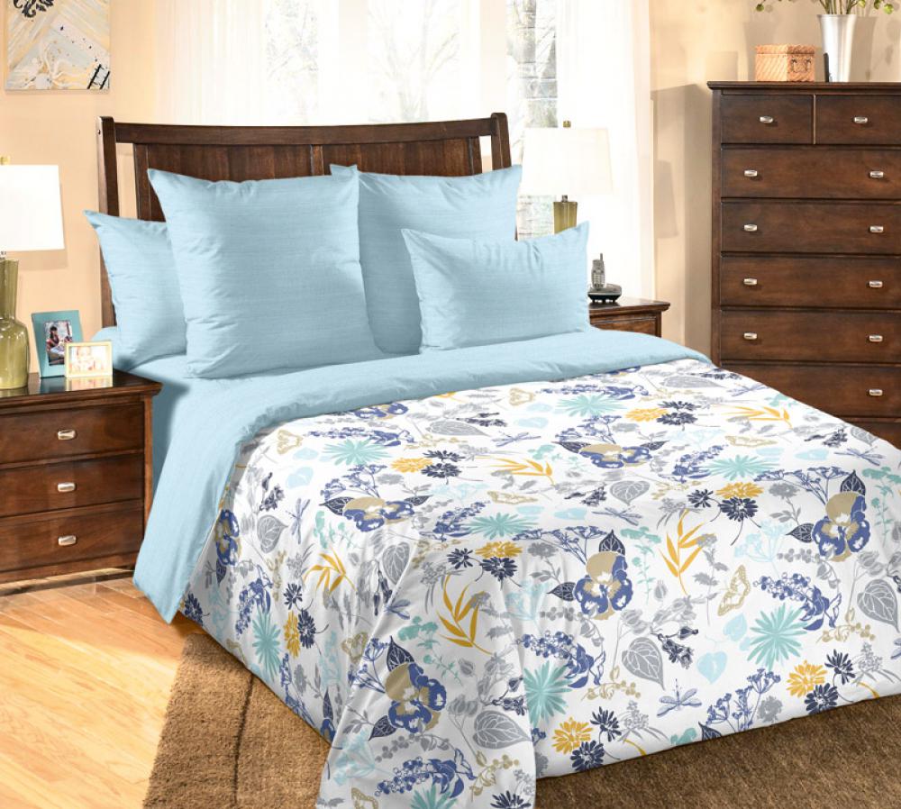 Комплект постельного белья Комфорт текстиль Перкаль Эмма 145x215 см Полуторный с простынью на резинке 50x70 см ( КТ_pvu_3029_38_50x70 )