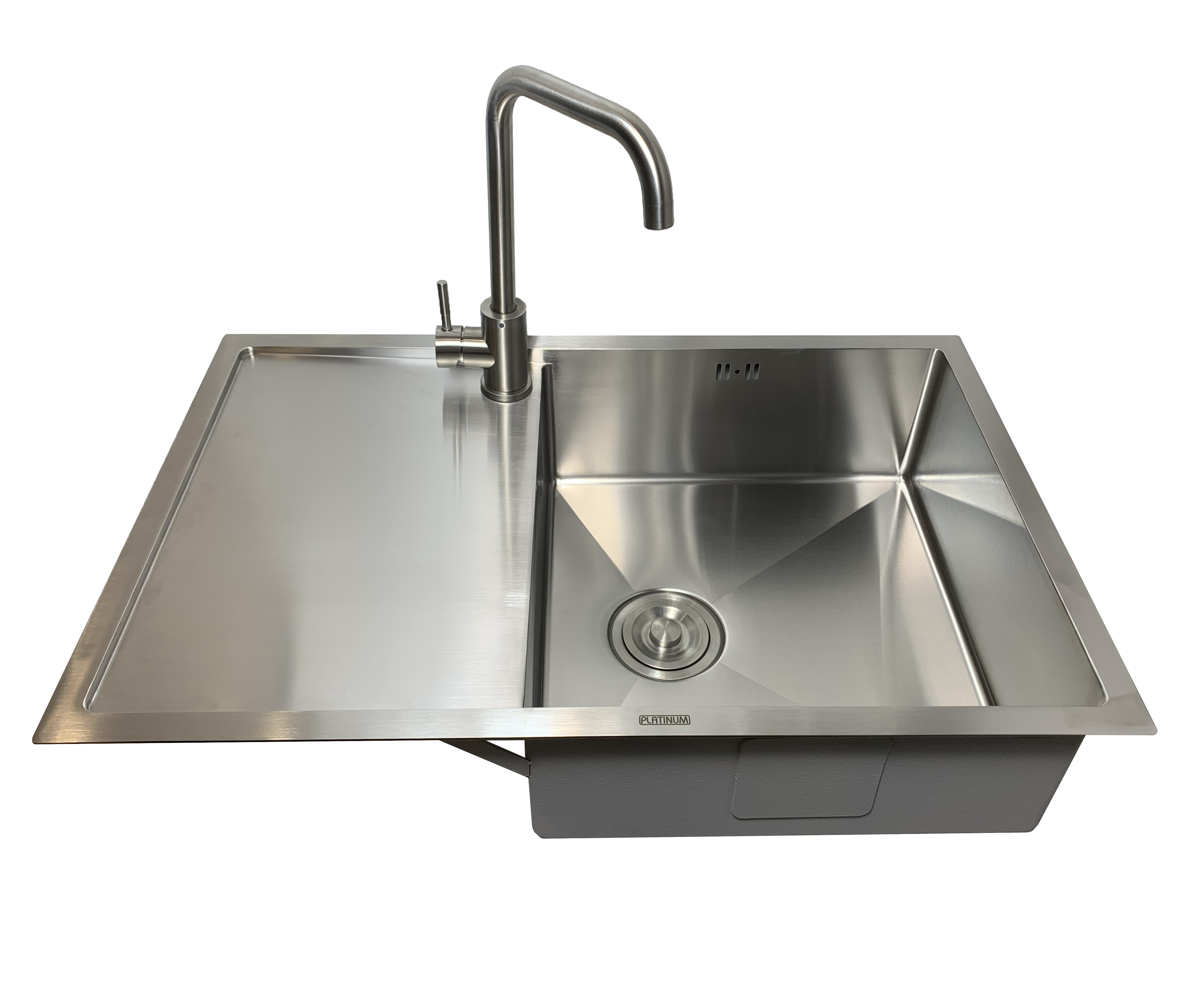 Мойка для кухни Platinum Handmade 78x44 см чаша справа + смеситель/сифон (65f41188)