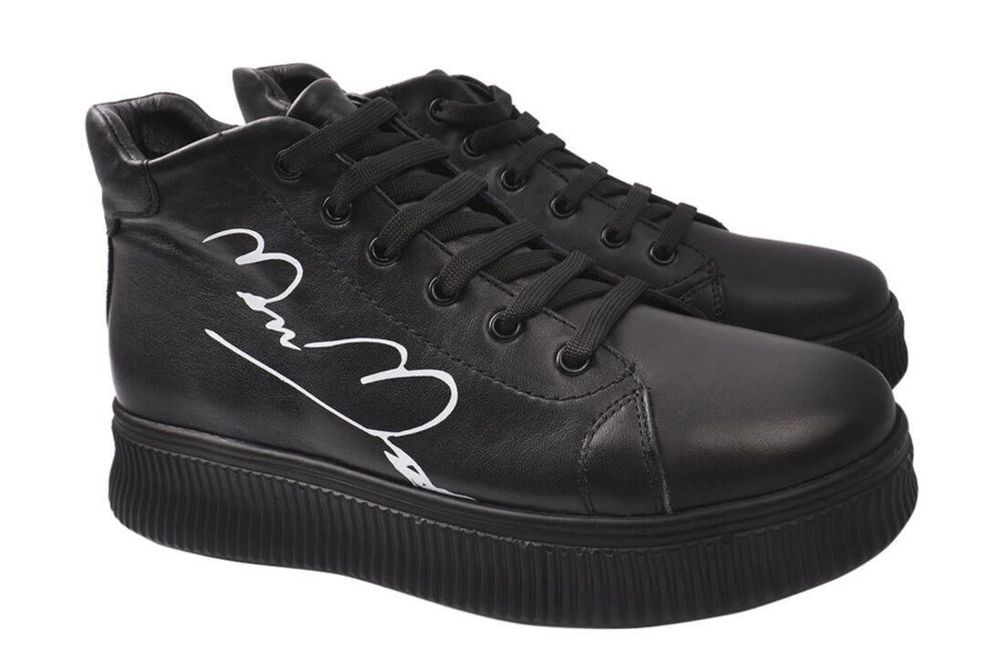 Ботинки женские Magnolya из кожи на платформе на шнуровку р. 40 Черный (123-20DHC)