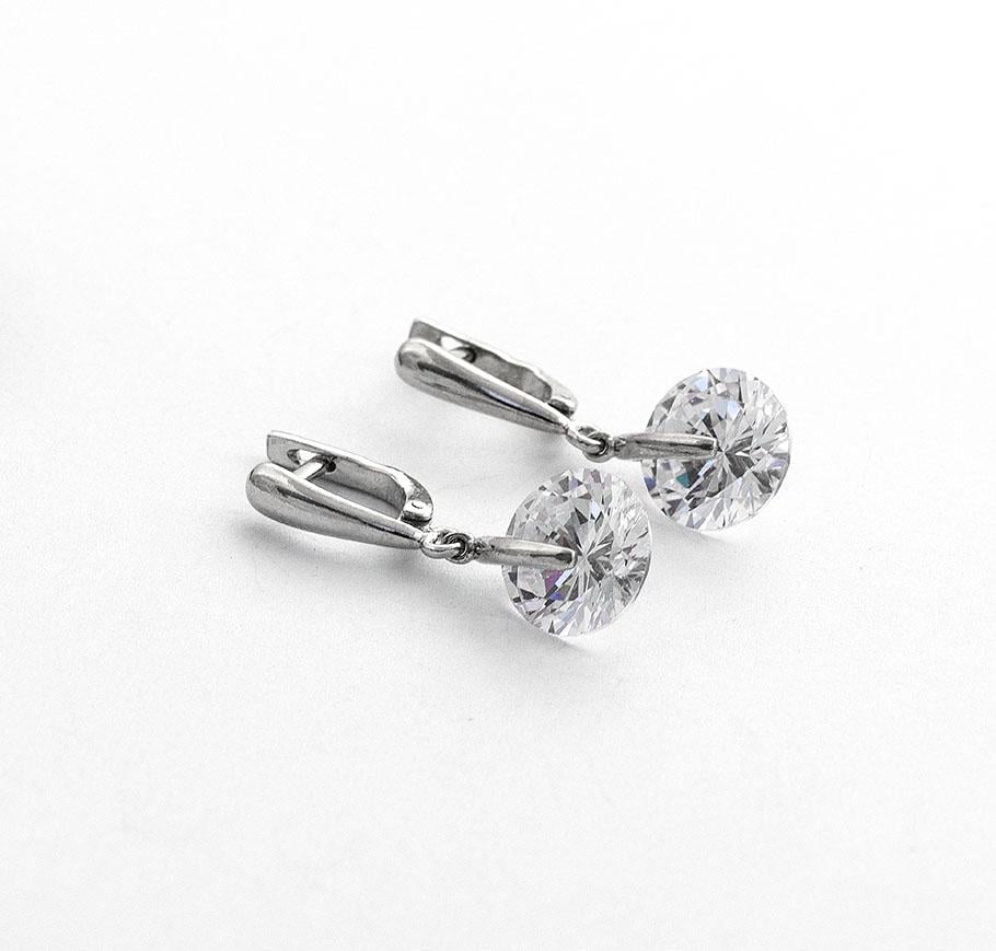 Серьги подвески серебряные с камнями Maxi Silver 7938/2 Белый (88765)
