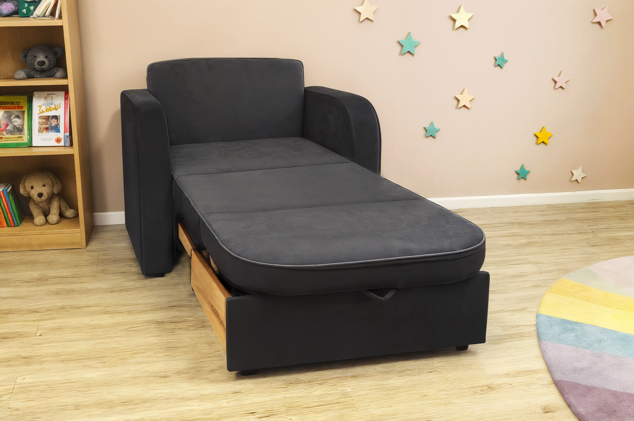 Крісло-диван м'яке розкладне Tobi Sho Дрім велюр Mars 1140х850х730 мм Графіт - фото 3 Крісло-диван м'яке розкладне Tobi Sho Дрім велюр Mars 1140х850х730 мм Графіт - фото 3