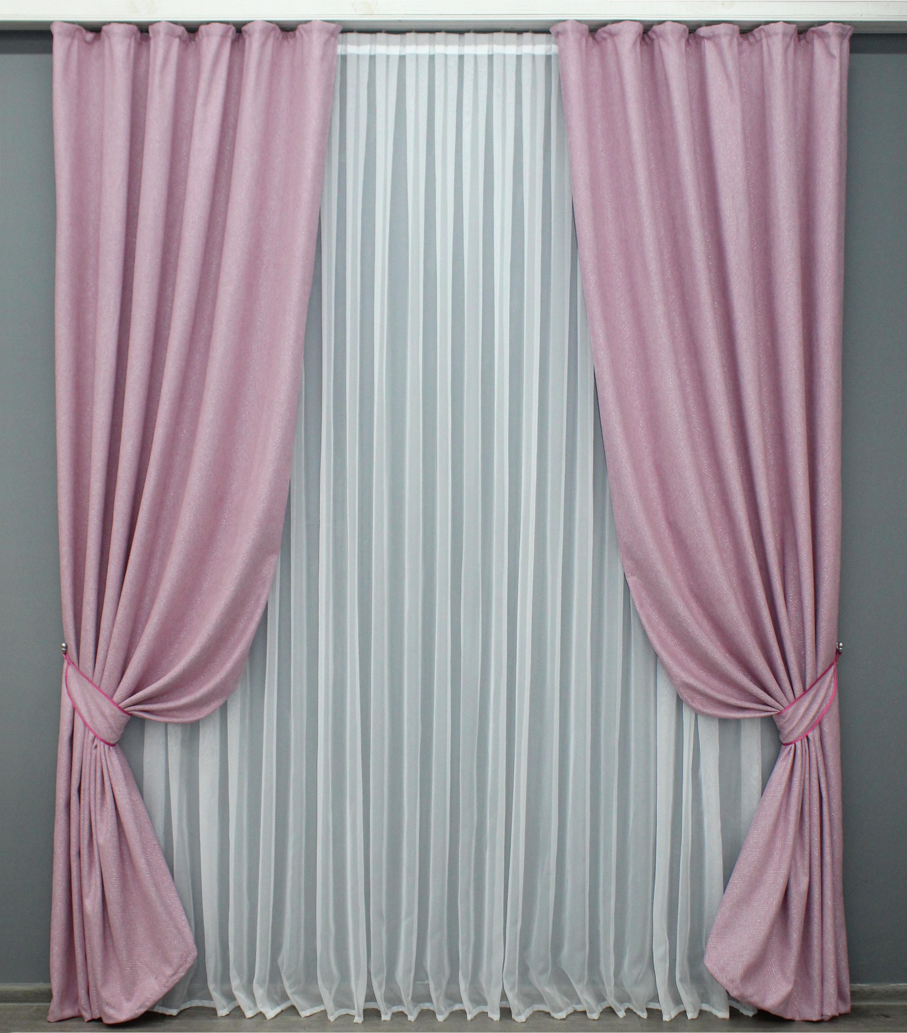 Комплект готовых штор VR-Textil №1344ш 150х270 см 2 шт. Розовый (33-0187)