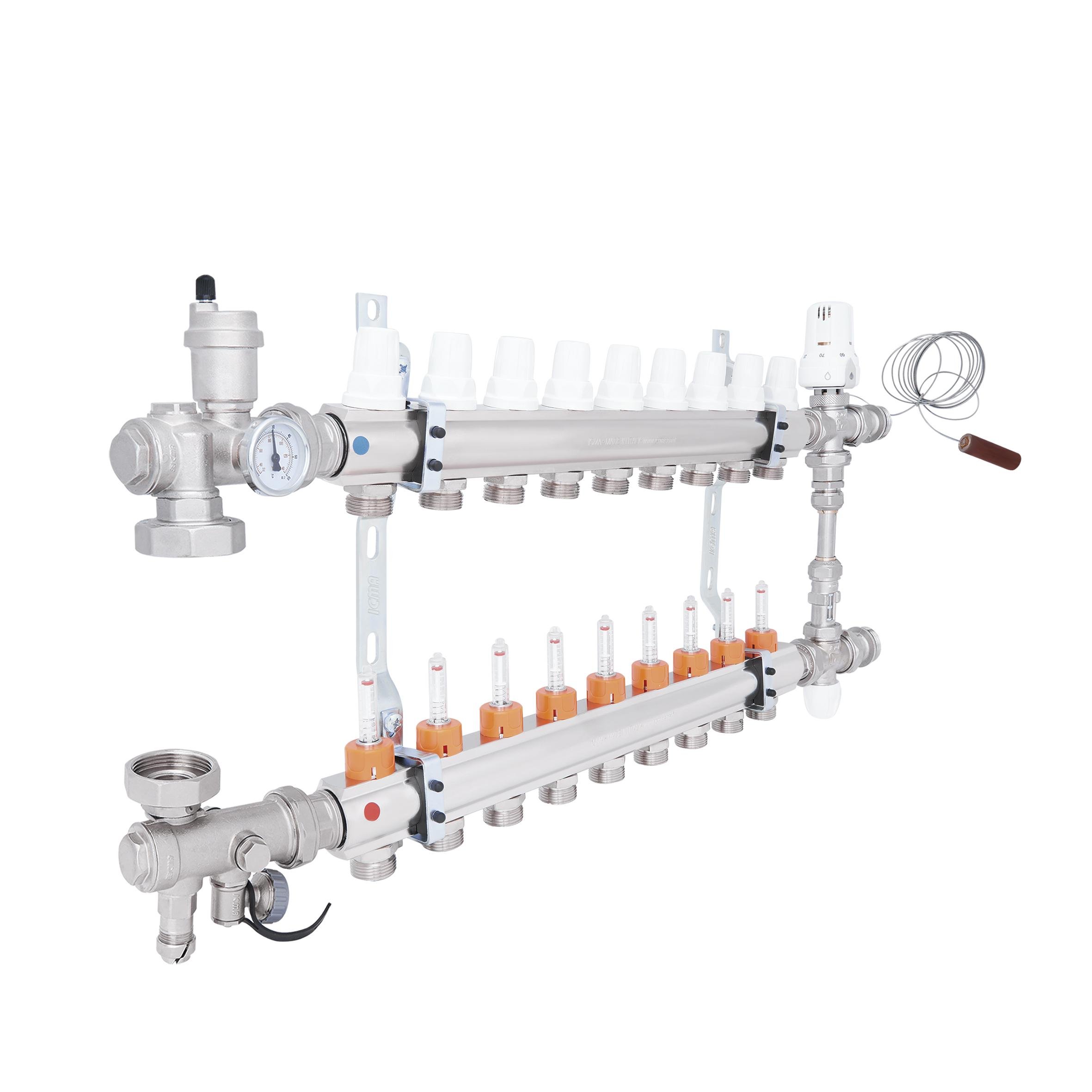 Колектор для теплої підлоги ICMA A1K013APS06 9 контурів з витратомірами 1"/3/4" (78695) - фото 4