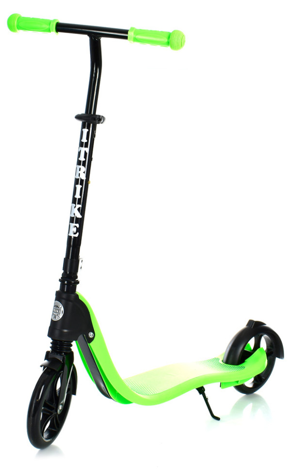 Самокат iTrike двухколесный/полиуретановые колеса Черный/Зеленый (DS-171-S-202)