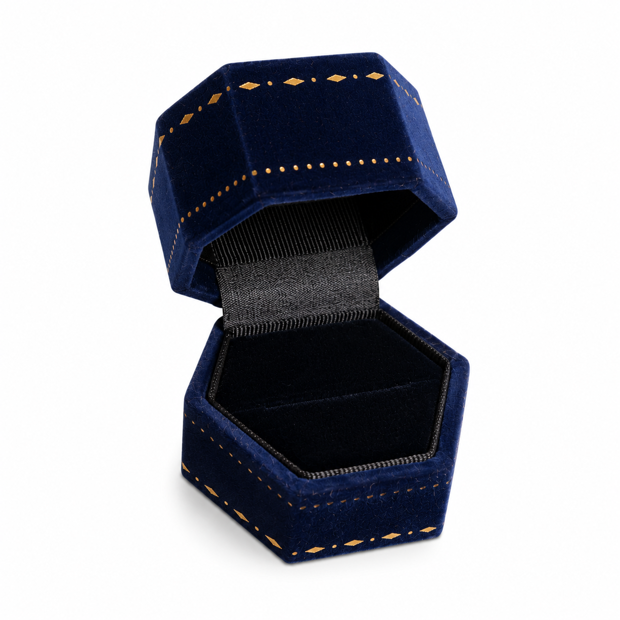 Подарочная коробка для кольца шестиугольник бархатная Blue (34649775)