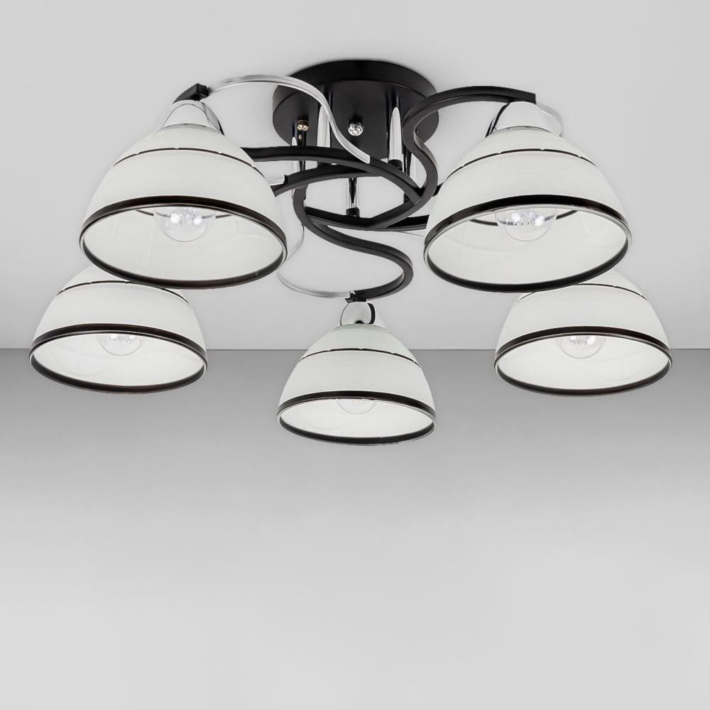 Люстра стельова Light House SRS-18961/5 Чорний/Хром/Білий