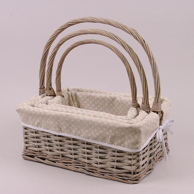 Комплект корзин с тканью Flora 27х42х17 см 3 шт. Серый (39629)