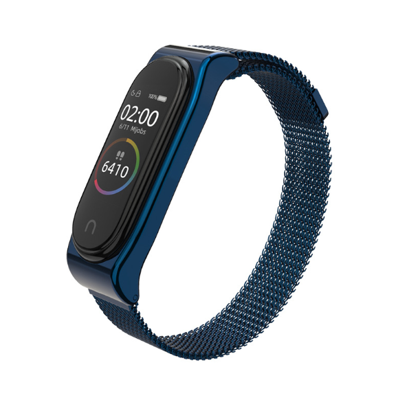 Ремешок для смарт-часов Xiaomi Mi Band 4/3 MiJobs Milanese SE миланская петля на магните металлический Синий (1700P)