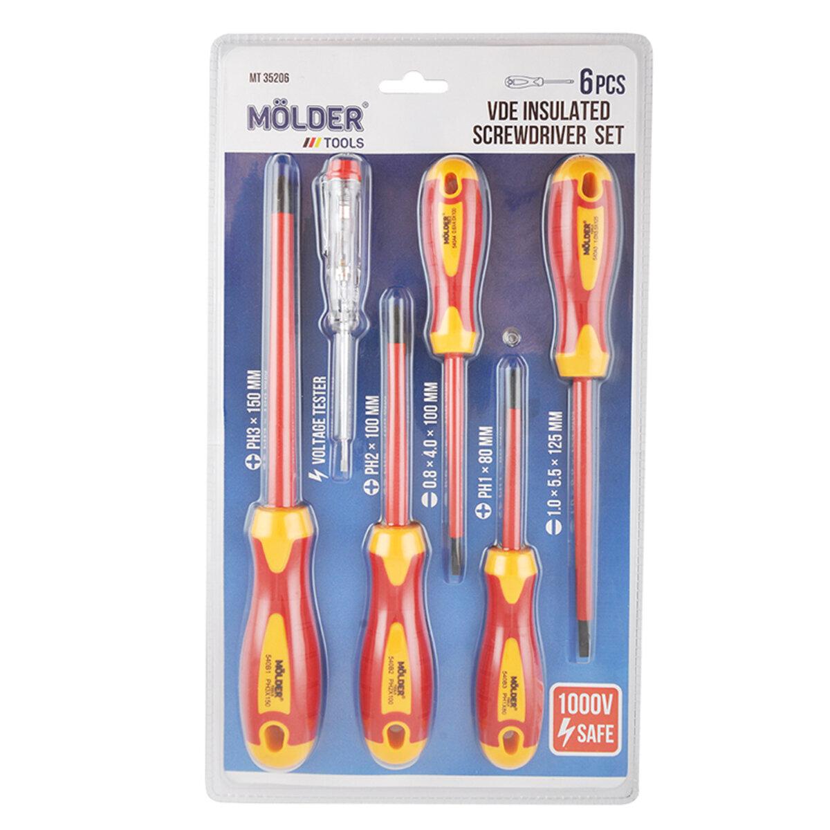 Набор отверток диэлектрических Molder VDE 1000В 12 шт. (1208-fc28d)