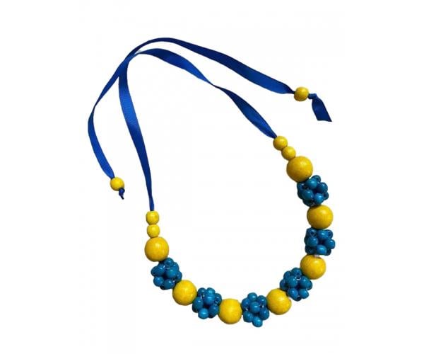 Ожерелье Ягодка 49 см Сине-желтый