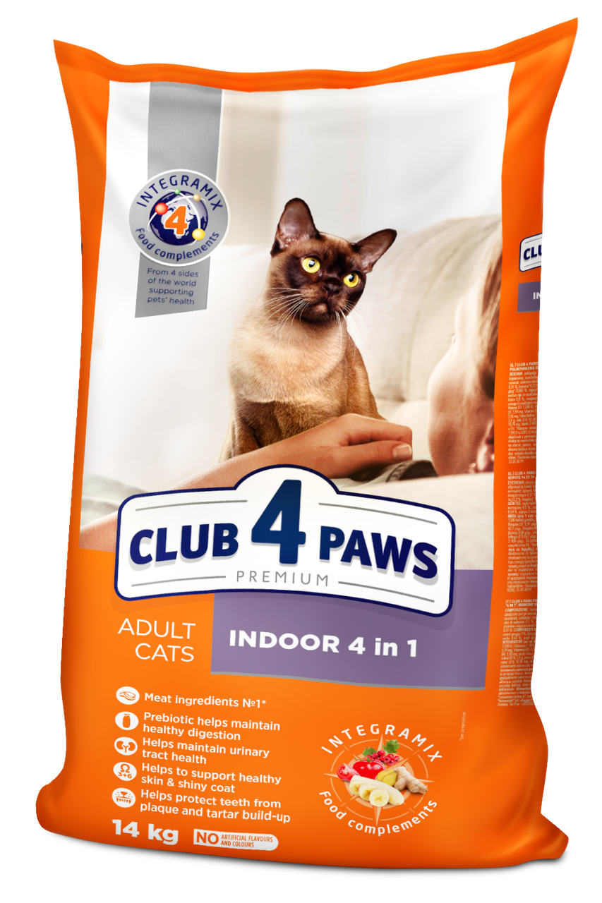 Сухой корм для котов 4в1 Club 4 Paws Indoor 14 кг