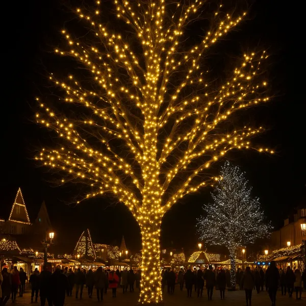 Гирлянда нить уличная 500 LED 50 м от сети белая нить Желтый