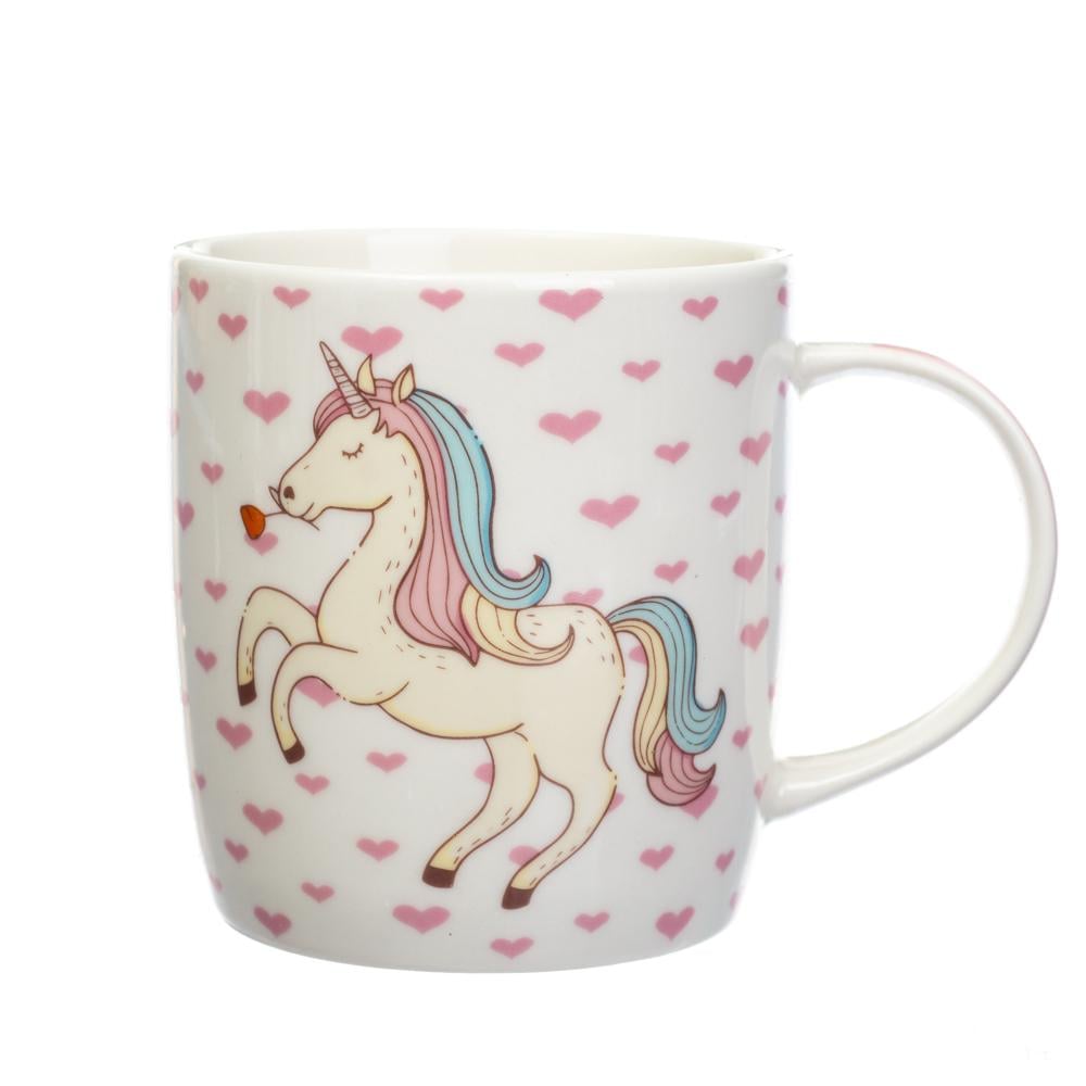 Кружка керамическая Elisey Unicorn 400 мл Белый с сердечками (8803-021)
