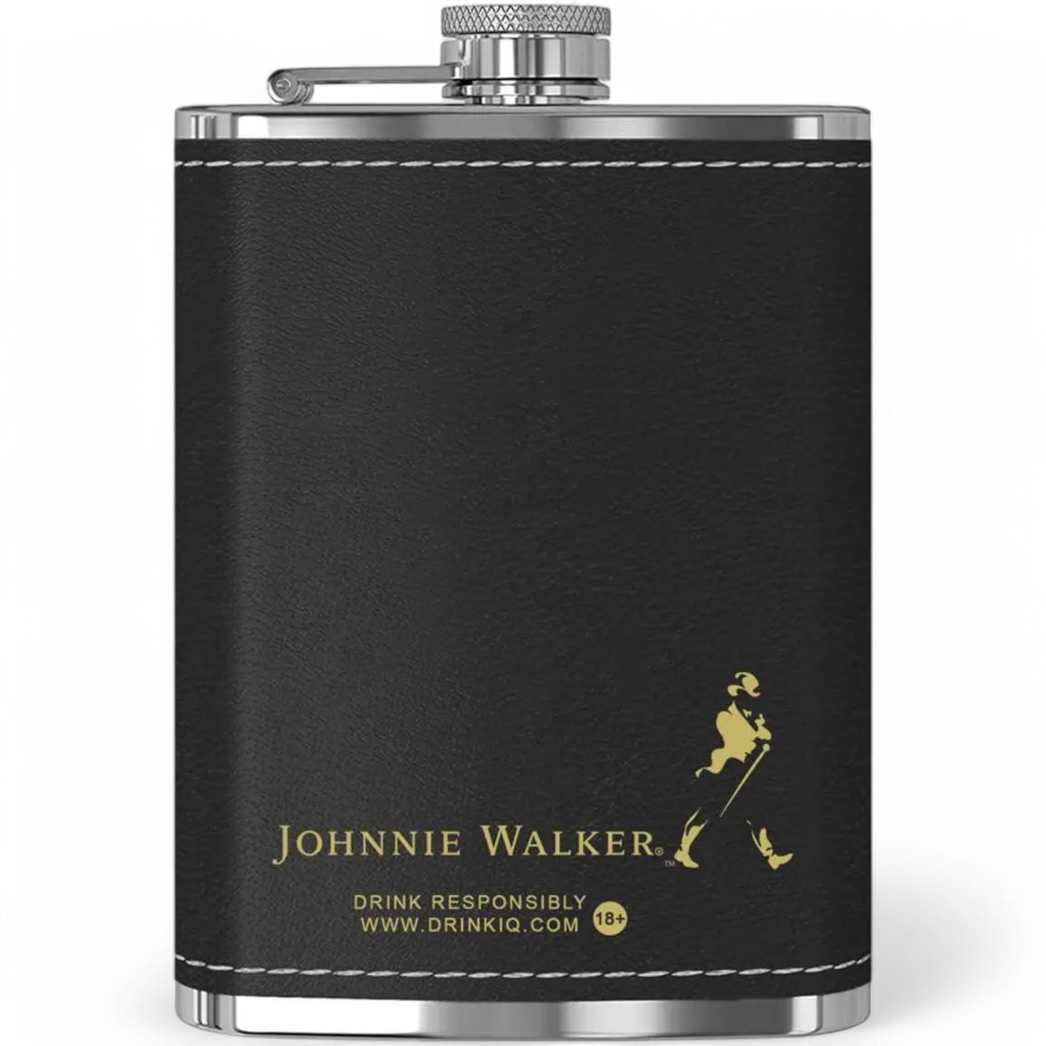 Фляга JOHNNIE WALKER 18 oz 532 мл из нержавеющей стали в экокожи Black (F_F1-70)