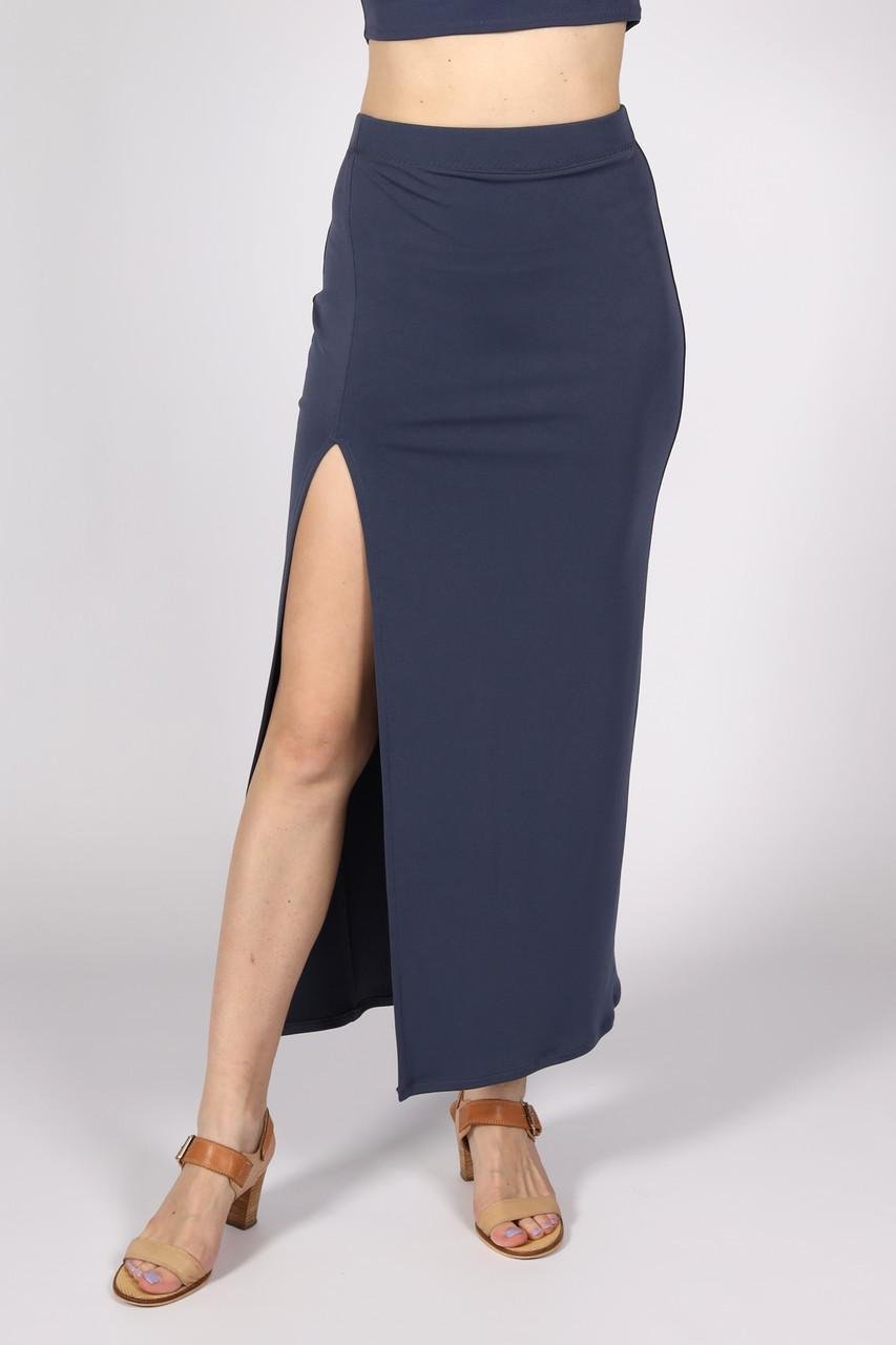 Юбка женская макси из трикотажа с разрезом на правой ноге однотонная р. 38 Графитовый (2484430417) - фото 4 Юбка женская макси из трикотажа с разрезом на правой ноге однотонная р. 38 Графитовый (2484430417) - фото 4