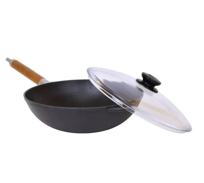 Сковорода чавунна з кришкою WOK знімна ручка Биол 26 см (01266)