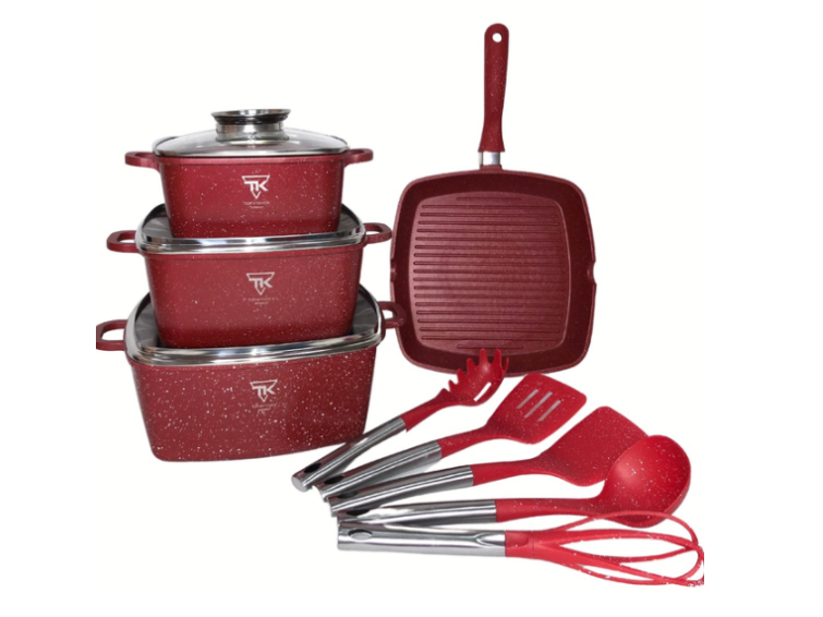 Набір Top Kitchen каструлі 3 шт./скороврідка 1 шт. Червоний (21724985)