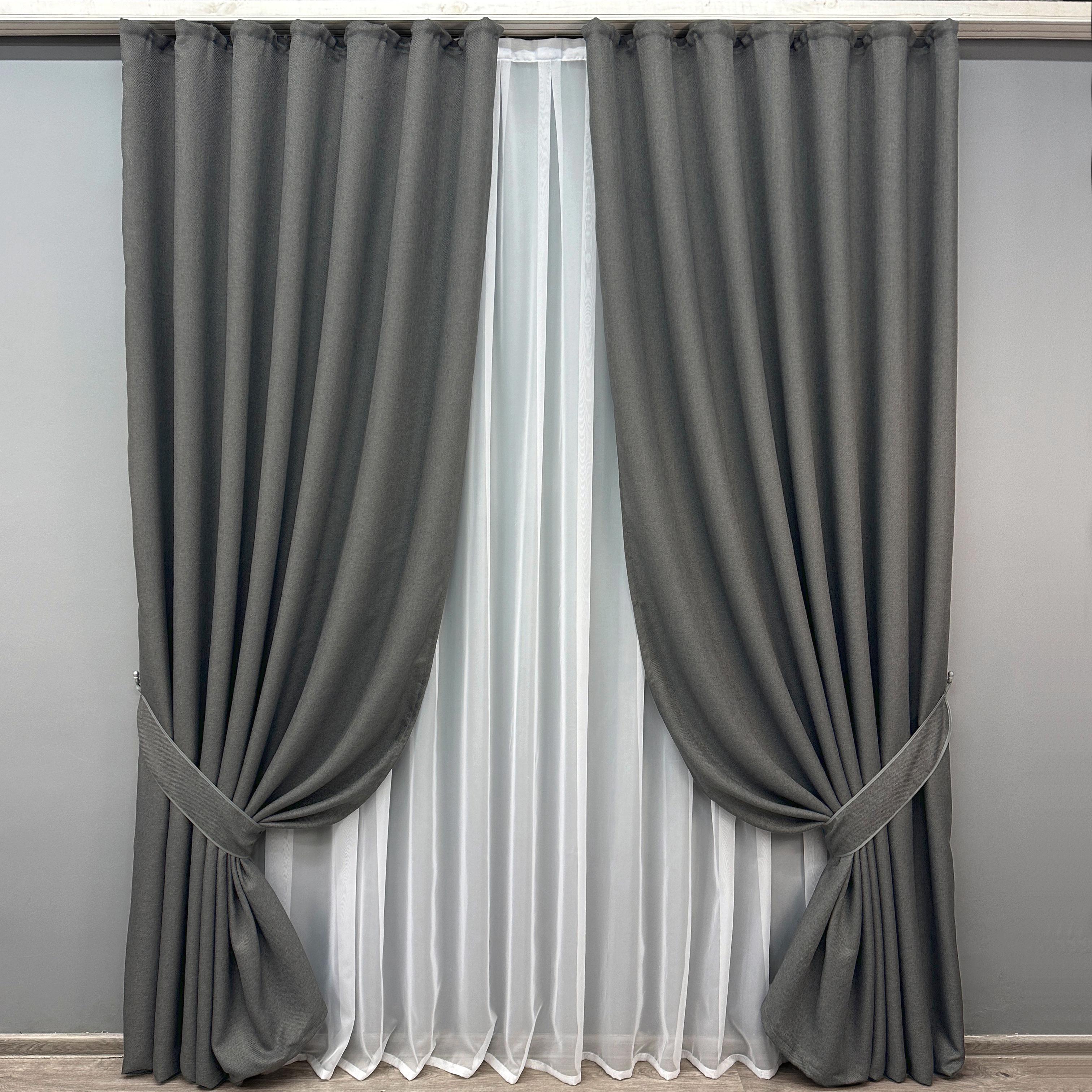 Комплект штор VR-Textil №1220ш 100х270 см 2 шт. Серый (31-481)