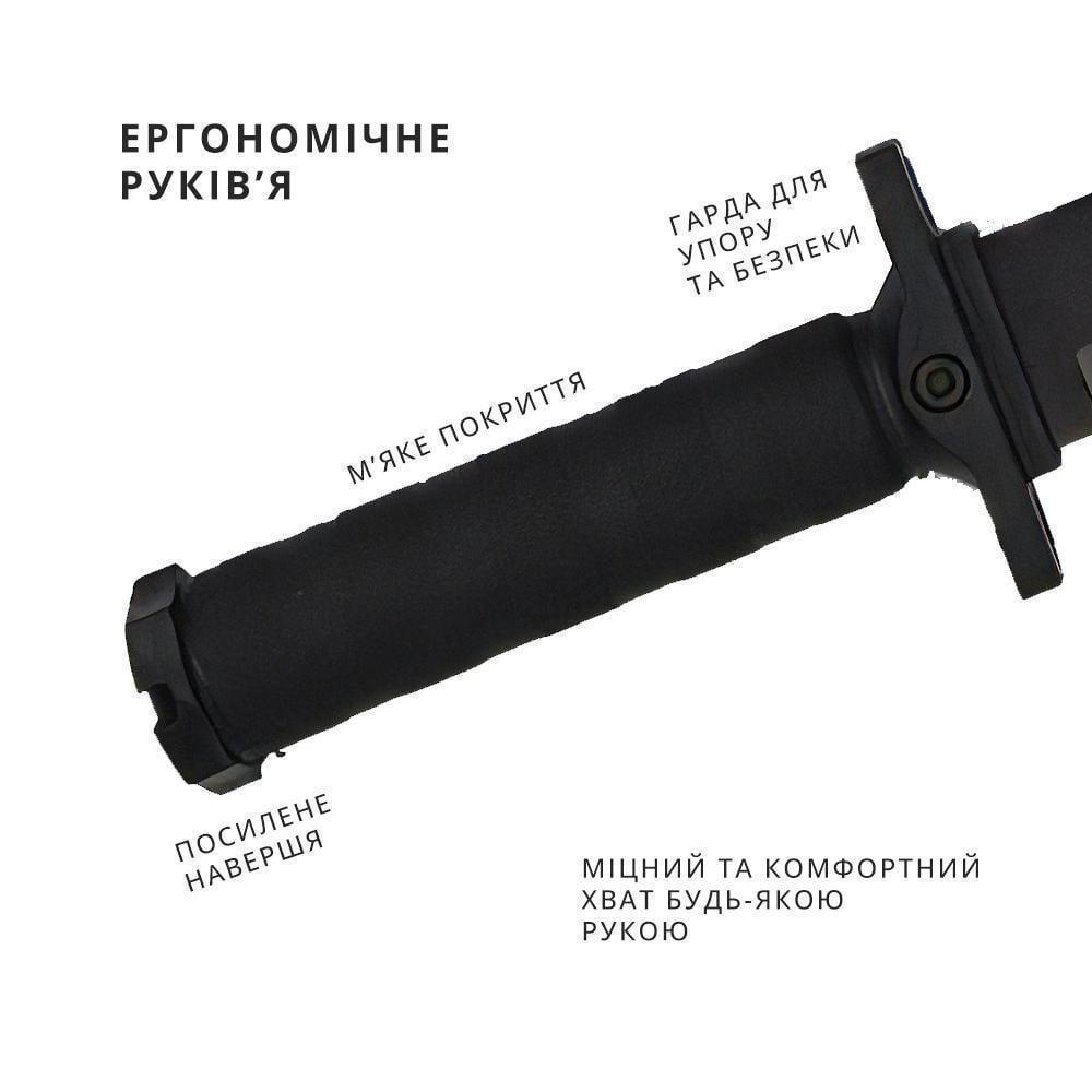 Ніж мисливський фіксований Drop-Point із серрейторним заточуванням та піхвами Чорний (15359868) - фото 3