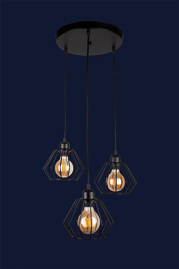 Підвісний світильник на 3 плафони 756PR108F-3 BK 300 Чорний - фото 2 Підвісний світильник на 3 плафони 756PR108F-3 BK 300 Чорний - фото 2