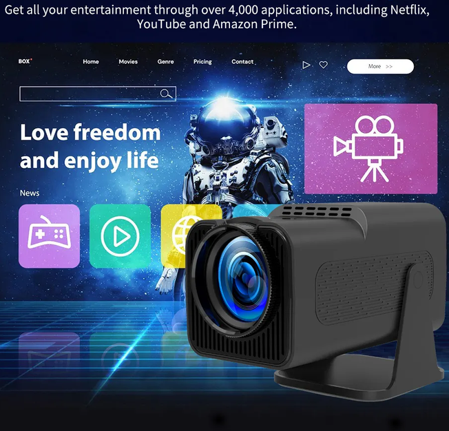 Проектор Android Led 13 64GB wifi bluetooth 2 джойстика игры HY320 Max - фото 17