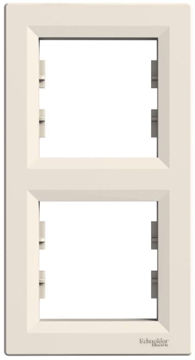 Рамка Schneider Electric двухместная Asfora вертикальная ABS Слоновая кость (EPH5810223)