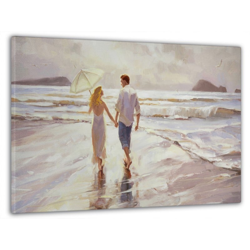Картина на стіну у вітальню/спальню Закохана пара на березі моря 60x100 см (MK10197_M)